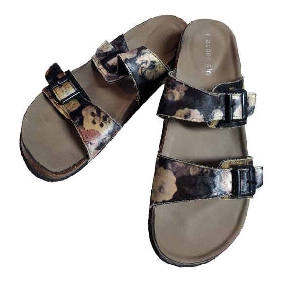 Madden Girl Steve Madden Women's Floral Two Strap Slip On Slide Sandals … - Picture 1 of 12